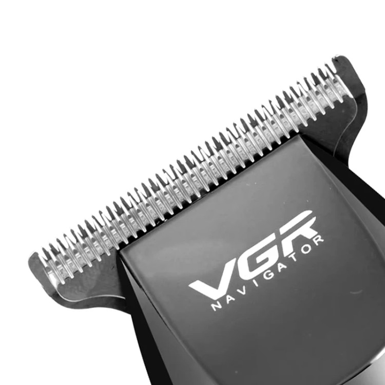 ماشین اصلاح موی صورت وی جی ار مدل V-030 با تیغه استیل ضد زنگ، 5 شانه، امکان شارژ سریع و منبع تغذیه برق و باتری